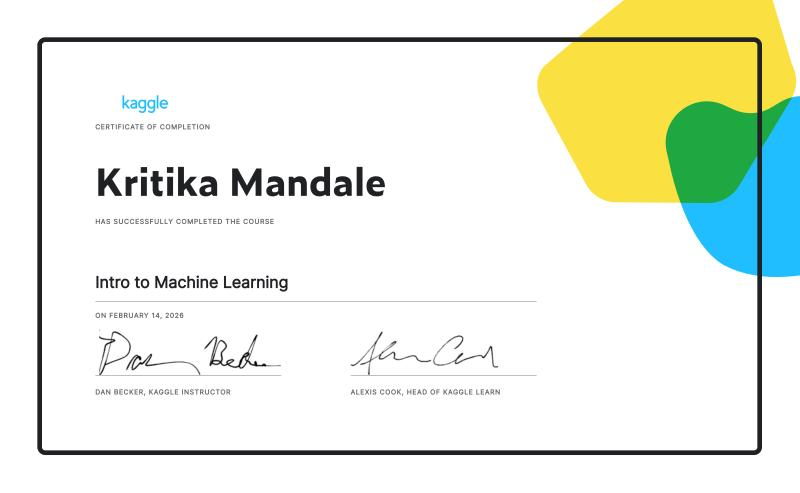Introduction to Machine Learning Certificate